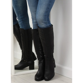 Schwarz Stiefel mit niedrigem Absatz SG-206 Schwarz 1