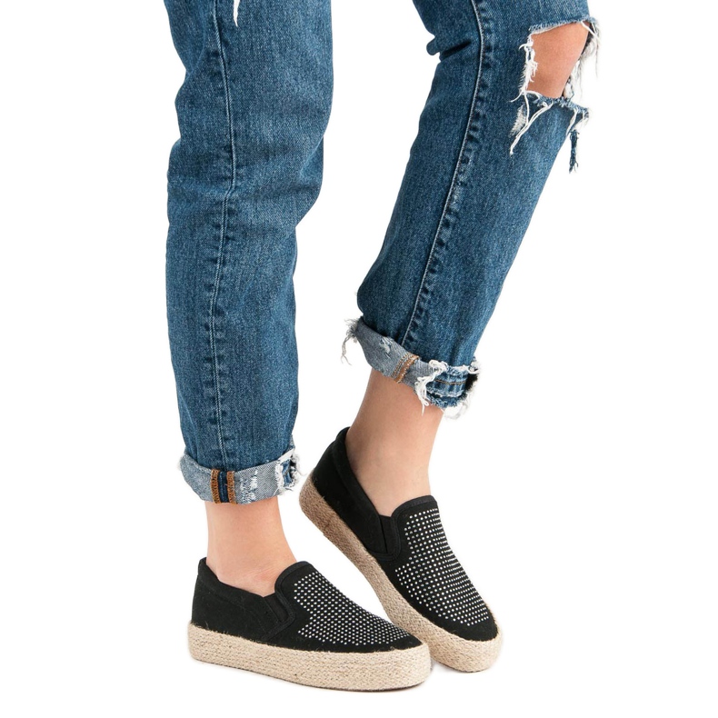 J. Star Slipons mit Kristallen schwarz 1