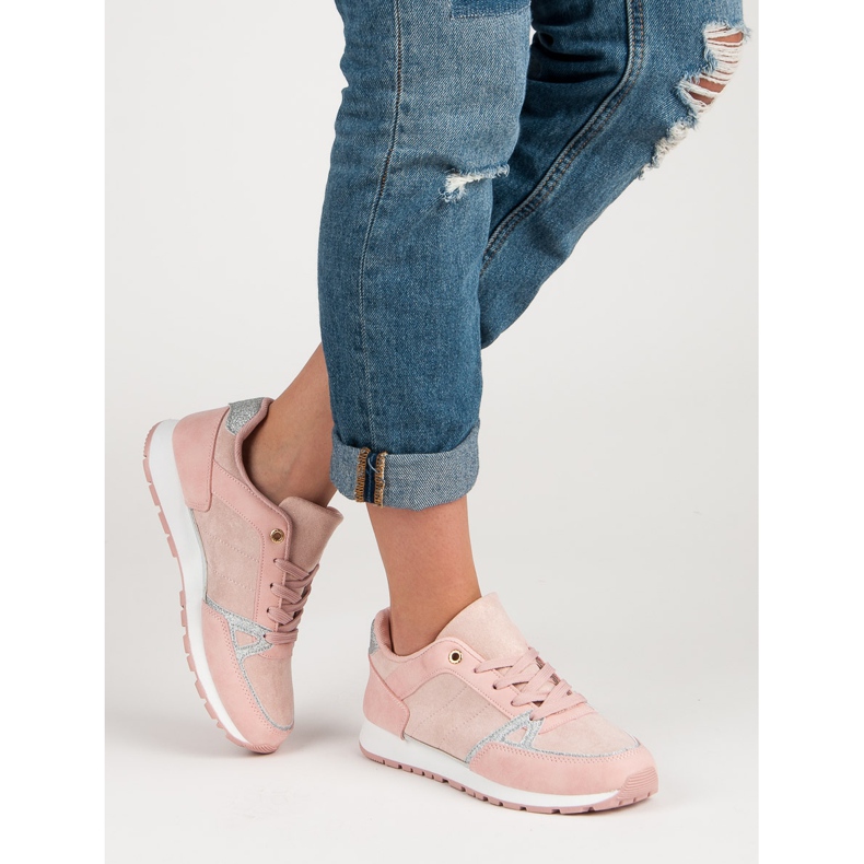 Sportschuhe zum Schnüren grau rosa 2