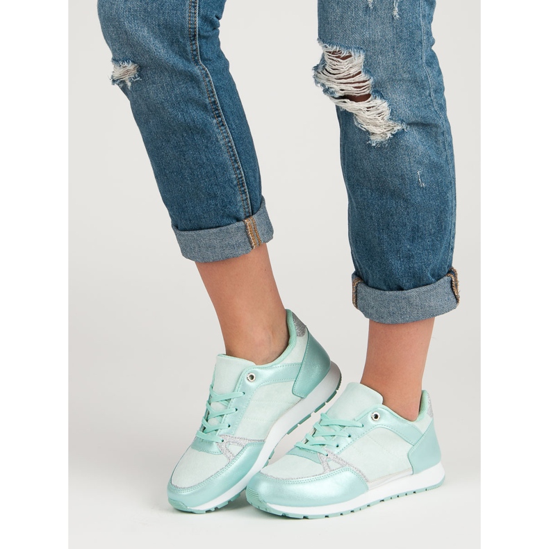 Sportschuhe zum Schnüren weiß grau grün 2