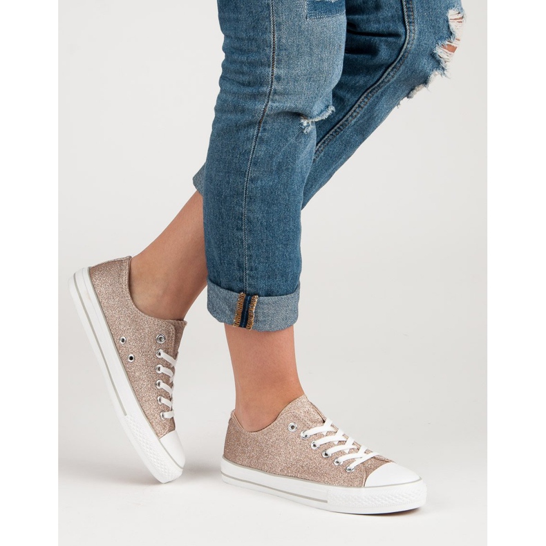 Glitzer-Turnschuhe gelb 1