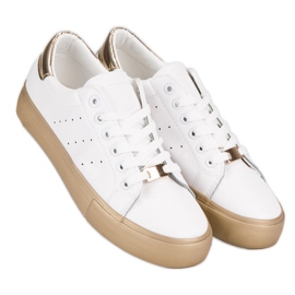 Bequeme Sportschuhe weiß gelb 2