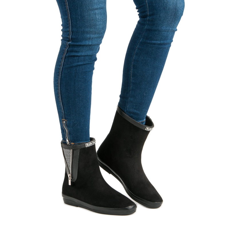 Kylie Galoschen aus Wildleder mit dekorativem Reißverschluss schwarz 2