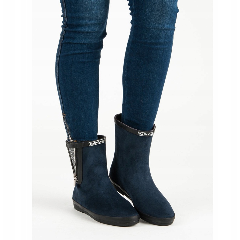 Kylie Galoschen aus Wildleder mit dekorativem Reißverschluss navy blau 2