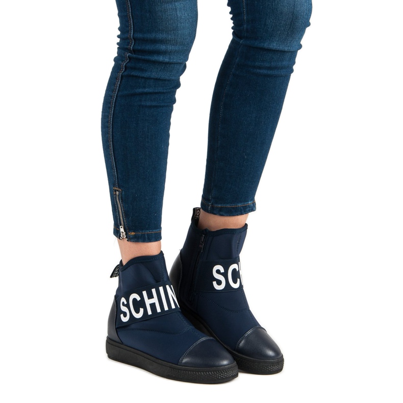 Bestelle Modische hohe Sneakers weiß navy blau 2