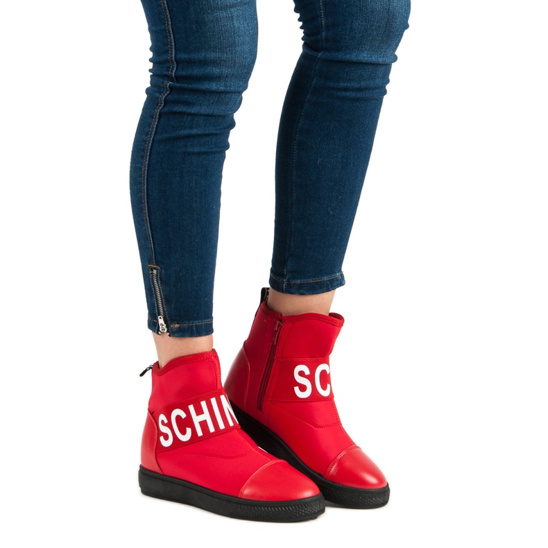 Bestelle Modische hohe Sneakers weiß rot 1