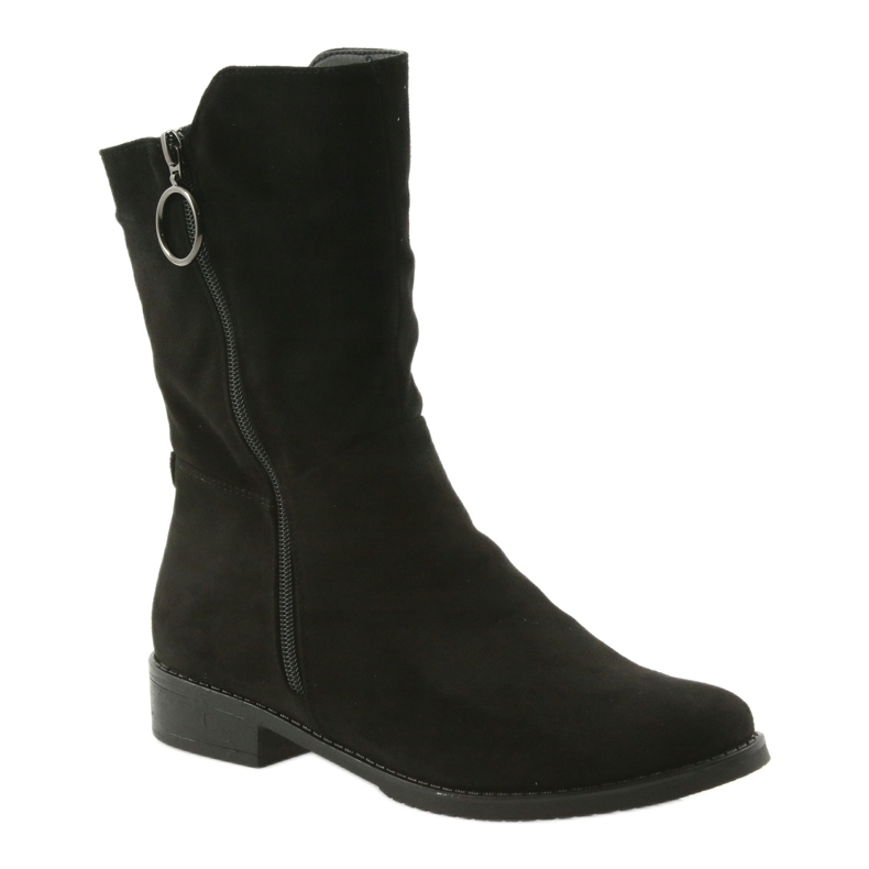 M.Daszyński Schwarze Wildlederstiefel SA130 1