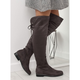 Grau Overknee-Stiefel für Damen 7538-PG Grau 2