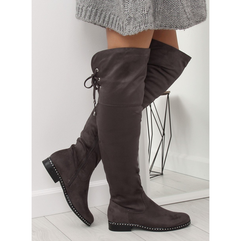 Grau Overknee-Stiefel für Damen 7538-PG Grau 2