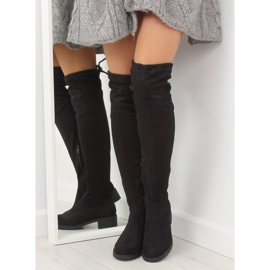 Schwarze Damen-Oberschenkelstiefel NS013 Schwarz 1
