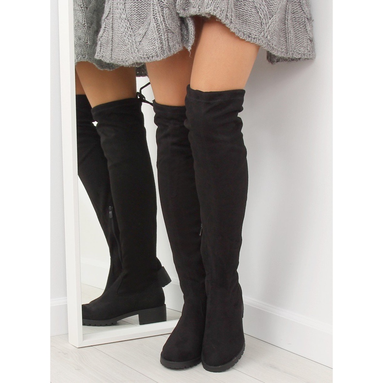 Schwarze Damen-Oberschenkelstiefel NS013 Schwarz 1