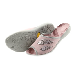 Befado Damenschuhe 254D098 Hausschuhe grau rosa 4