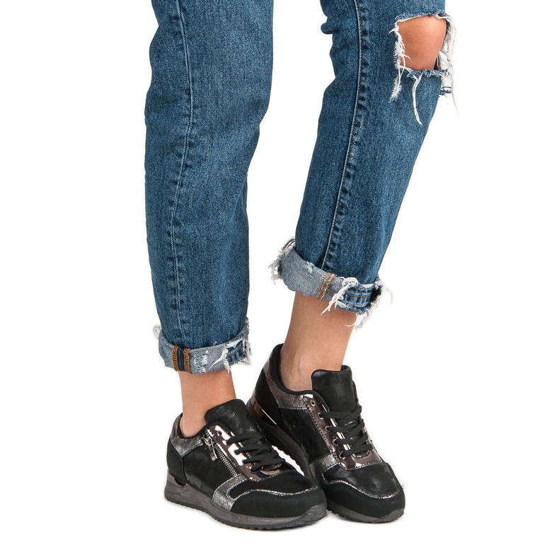 Sportschuhe mit dekorativem Reißverschluss schwarz grau 2