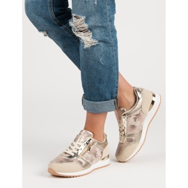 Sportschuhe mit dekorativem Reißverschluss gelb rosa 2