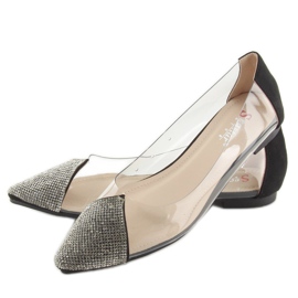 Schwarze transparente Ballerinas LT111P Schwarz 2