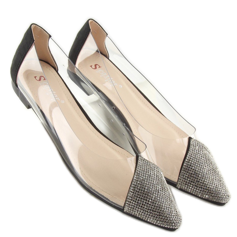 Schwarze transparente Ballerinas LT111P Schwarz 1