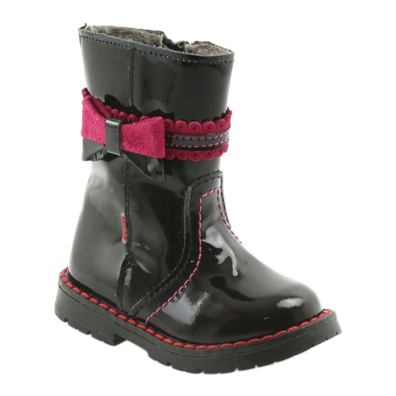 Lackierte Lederstiefel 87/00 Black Pink mit einem Bow Zarro schwarz 1