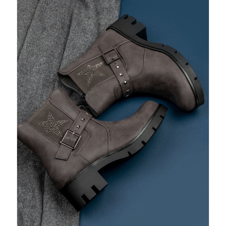 Groto Gogo Rockstiefel auf der Plattform grau 2