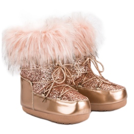 Modische Schneestiefel rosa 1