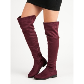 Super Me Overknee-Stiefel mit flachem Absatz rot 1
