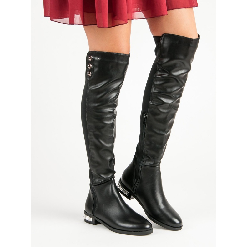 Super Me Schwarze Stiefel über dem Knie 1