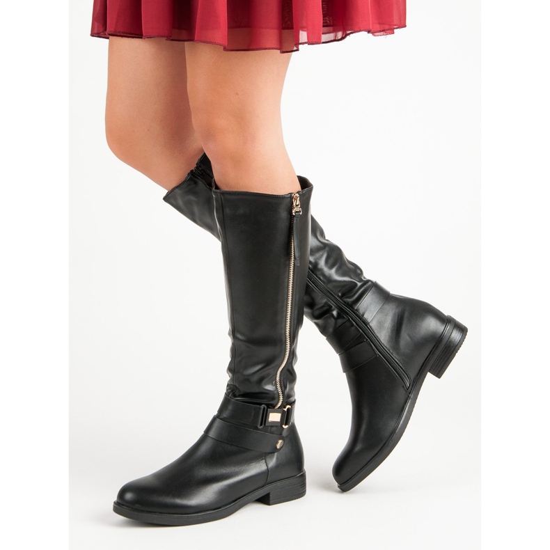 Super Me Schwarze Stiefel mit Reißverschluss 1