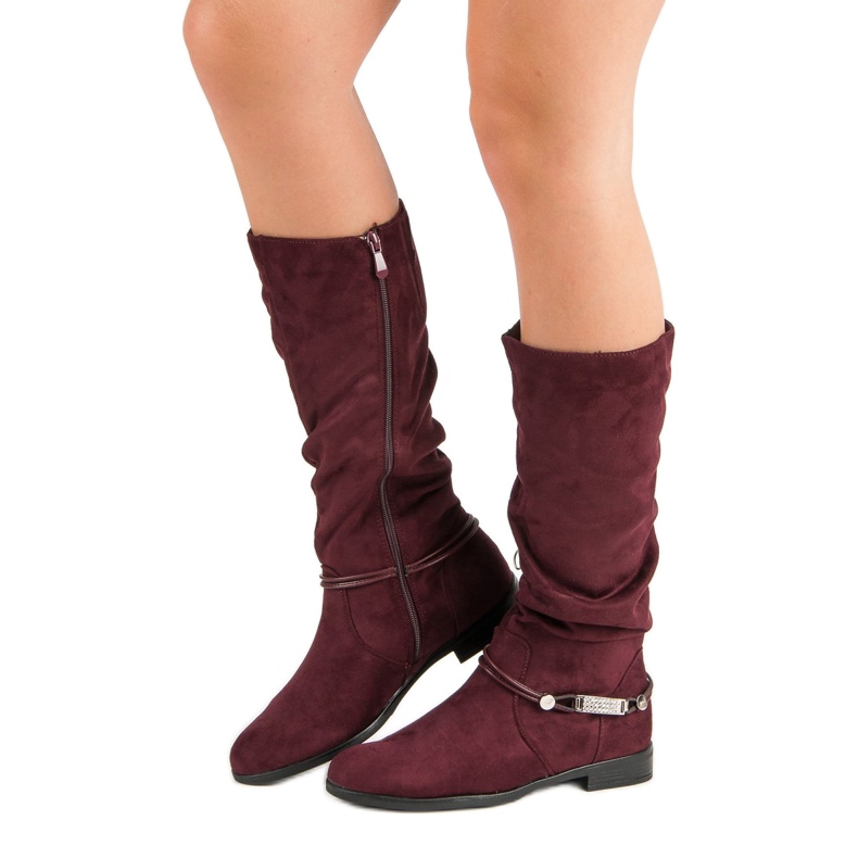 SDS Burgunderrote kniehohe Stiefel 1