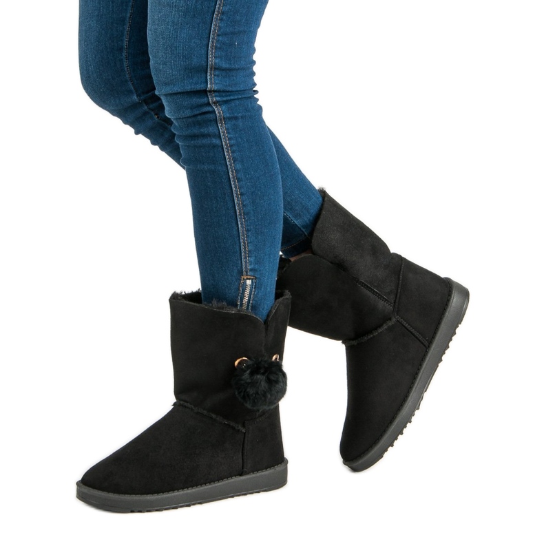 Mukluki mit Schaffell schwarz 1