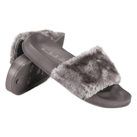 Graue Flip-Flops mit Fell 2