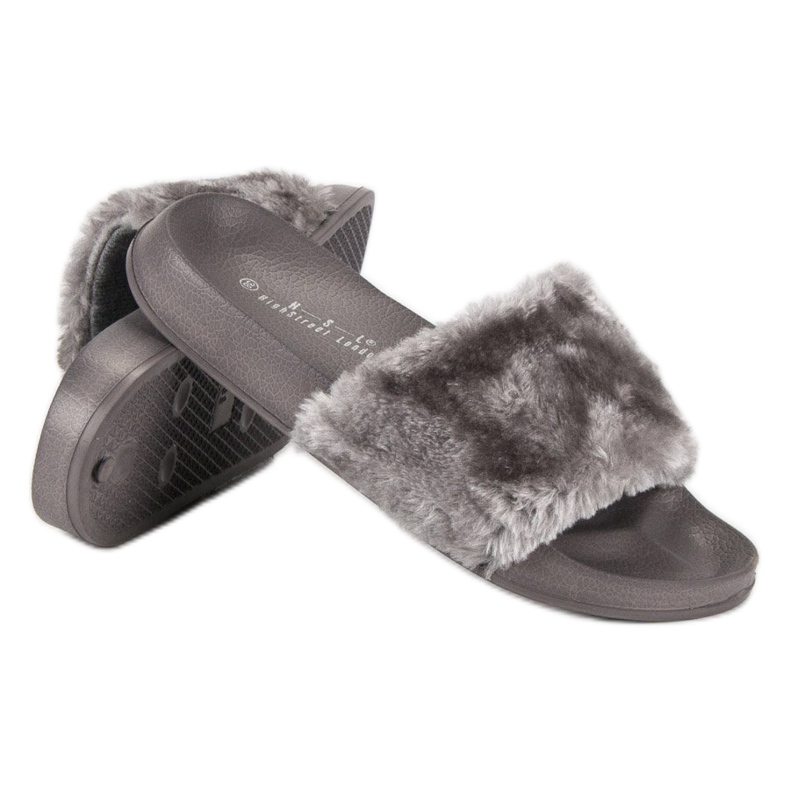 Graue Flip-Flops mit Fell 2