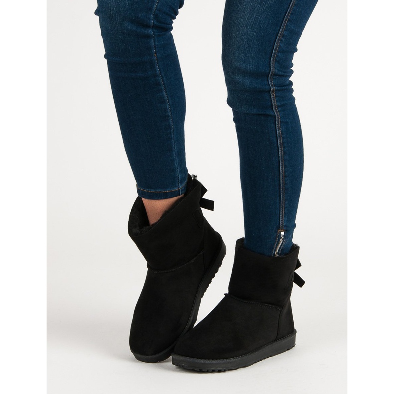 Queentina Schwarzer Mukluki mit Schleife 1