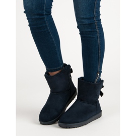 Queentina Marineblauer Mukluki mit Schleife 1