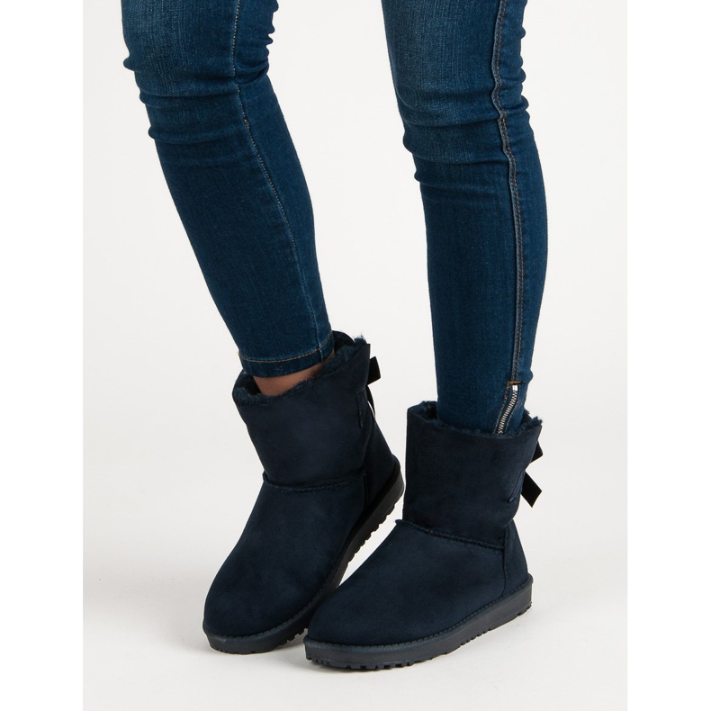 Queentina Marineblauer Mukluki mit Schleife 1