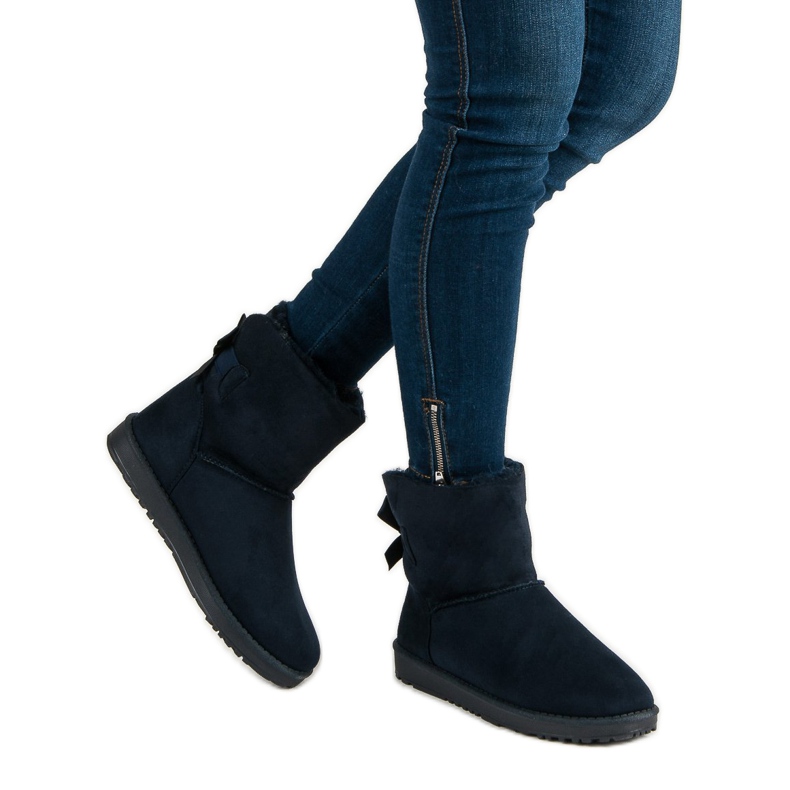 Queentina Marineblauer Mukluki mit Schleife 2