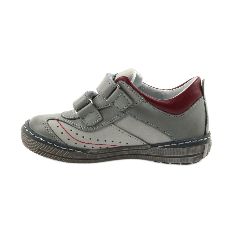 Graue Brogues Kinderschuhe mit Klettverschluss Ren But 3047 rot mehrfarbig 2