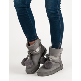 Graues Mukluki mit Pompons 2