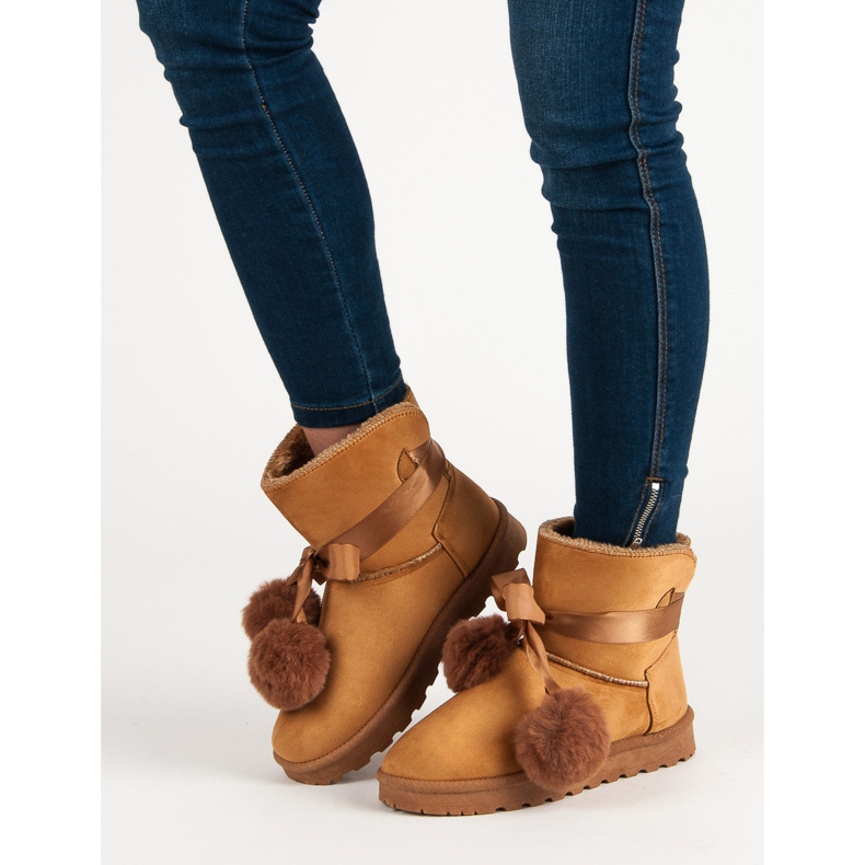 Kamel-Mukluki mit Pompons braun 1