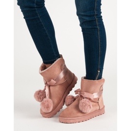 Rosa Mukluki mit Pompons 1