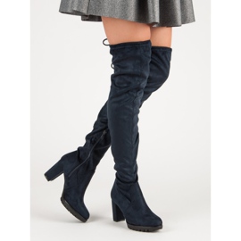 SDS Wildleder-Oberschenkelstiefel auf der Plattform blau 2