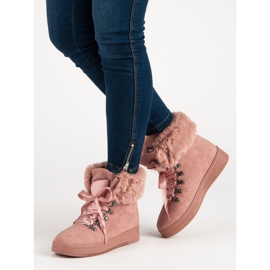 Rosa Schneestiefel mit Fell 2