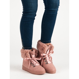 Rosa Schneestiefel mit Fell 1