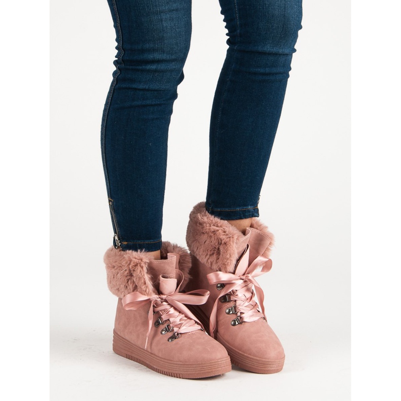 Rosa Schneestiefel mit Fell 1