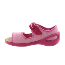 Befado Kinderschuhe Sandalen mit Ledereinsatz 433X032 rosa grau 2