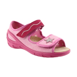 Befado Kinderschuhe Sandalen mit Ledereinsatz 433X032 rosa grau 1