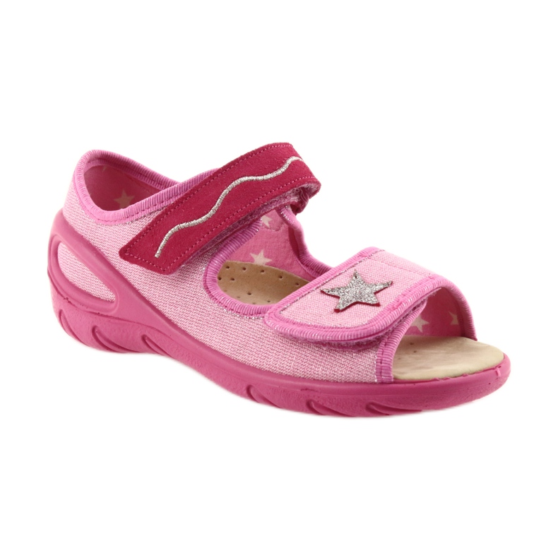 Befado Kinderschuhe Sandalen mit Ledereinsatz 433X032 rosa grau 1