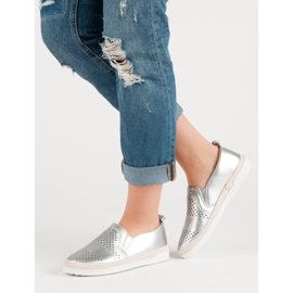 Durchbrochene Slip-On-Sneakers grau 2
