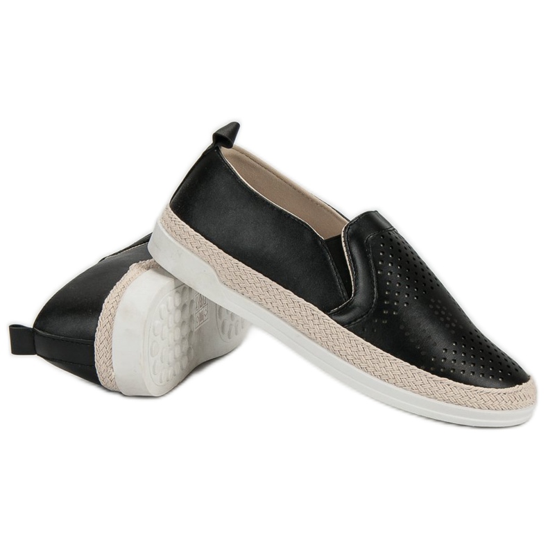 Durchbrochene Slip-On-Sneakers schwarz 1
