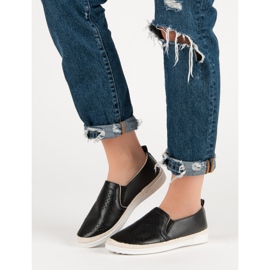 Durchbrochene Slip-On-Sneakers schwarz 2