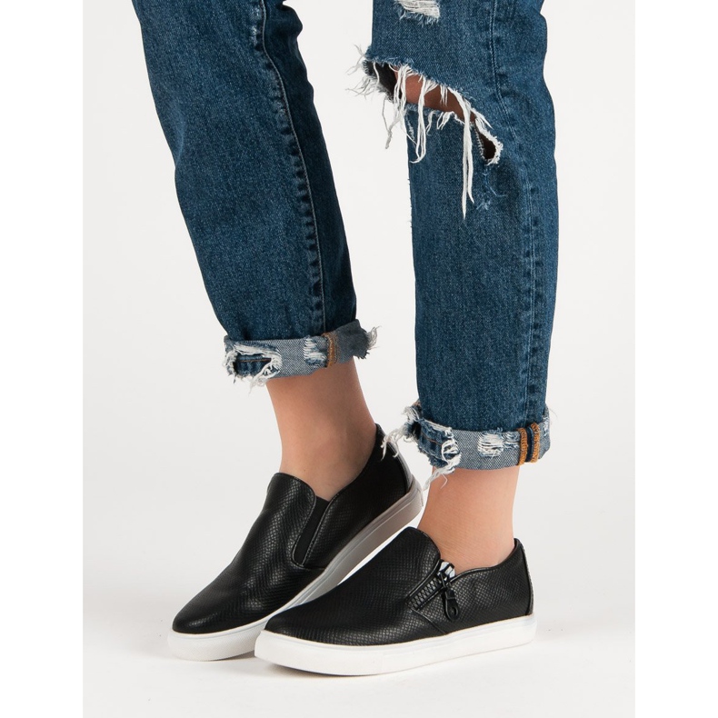 Weide Schwarze Slipper 2