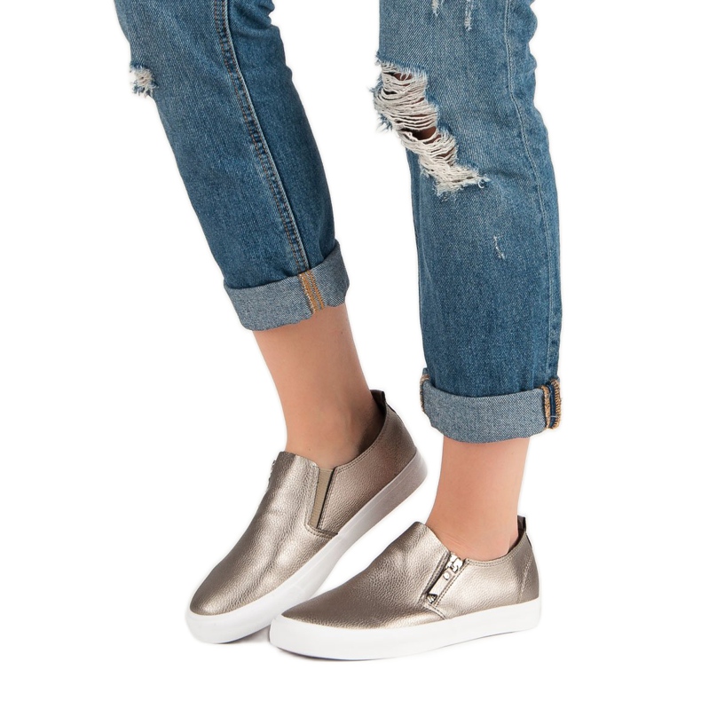 Turnschuhe mit Reißverschluss gelb 2